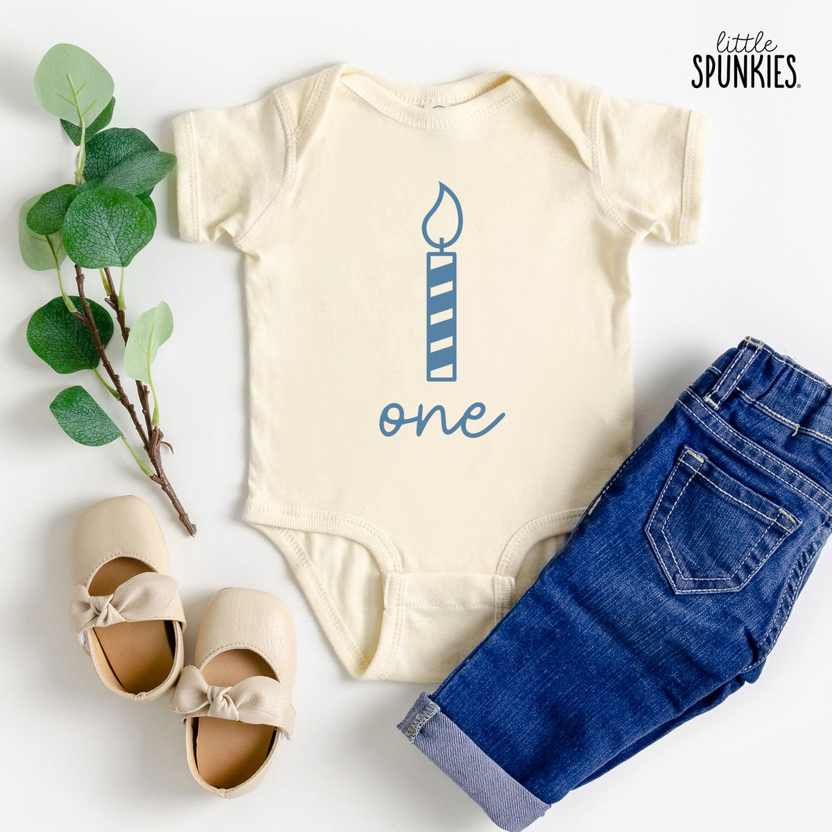 One Candle Birthday Natural Onesies® Brand