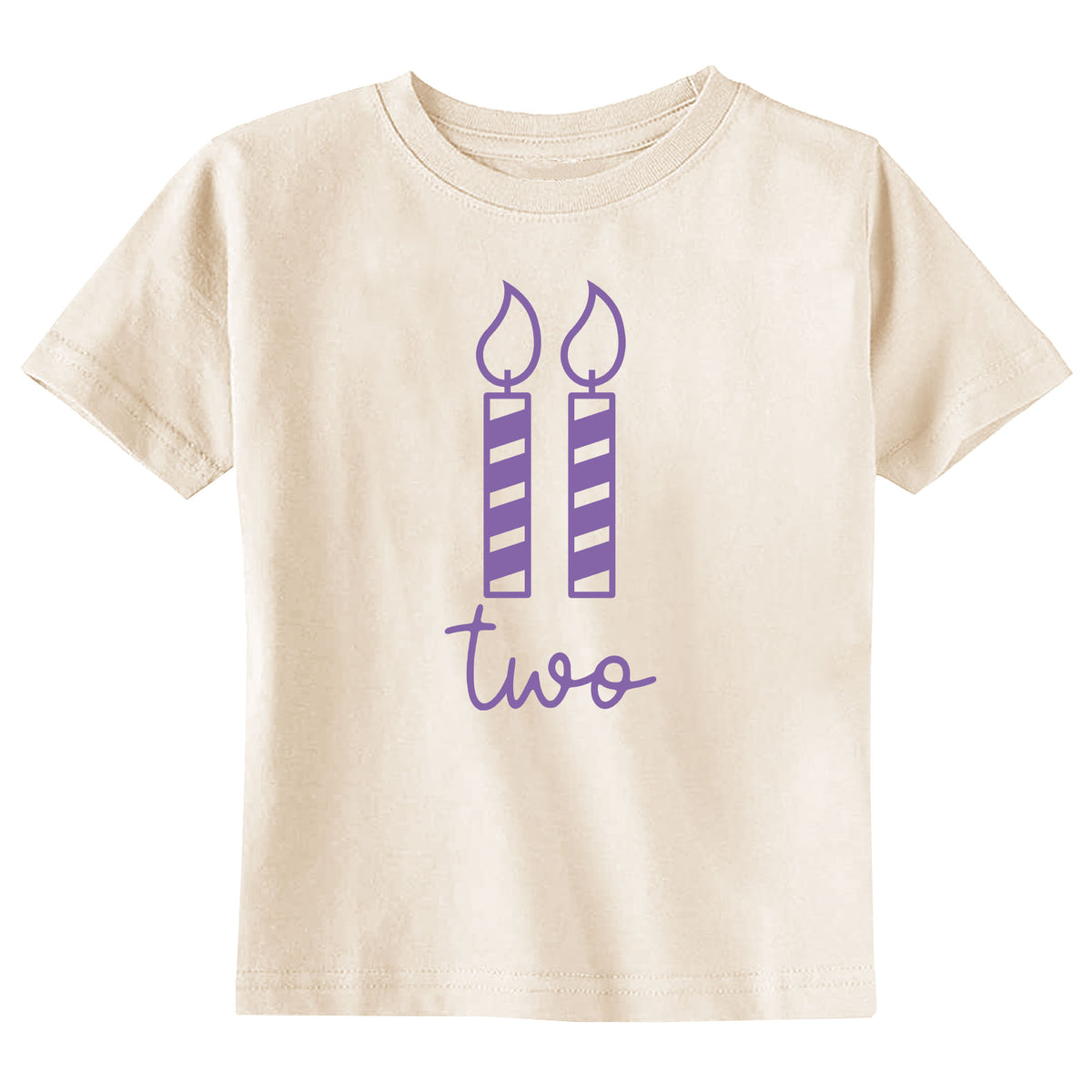 Two Candle Birthday Natural T-Shirt