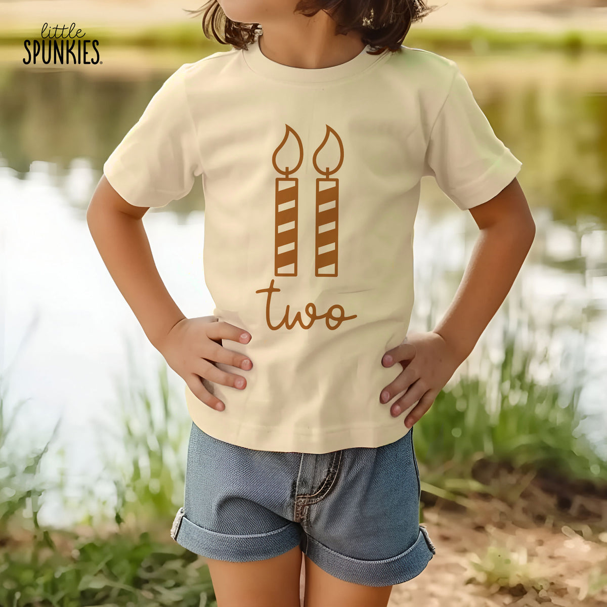 Two Candle Birthday Natural T-Shirt