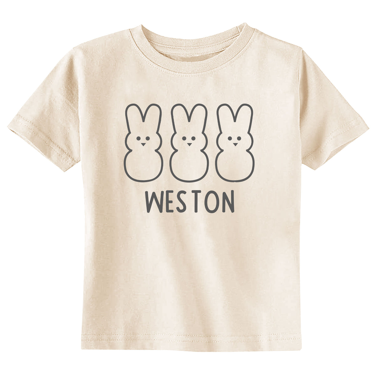 3 Peep Bunnies with Name Natural T-Shirt