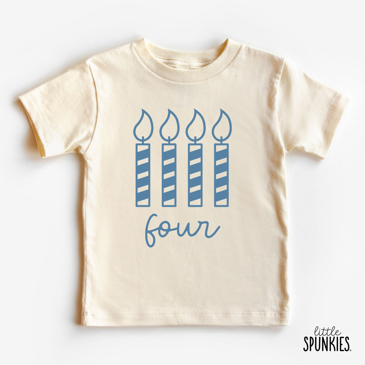 Four Candle Birthday Natural T-Shirt