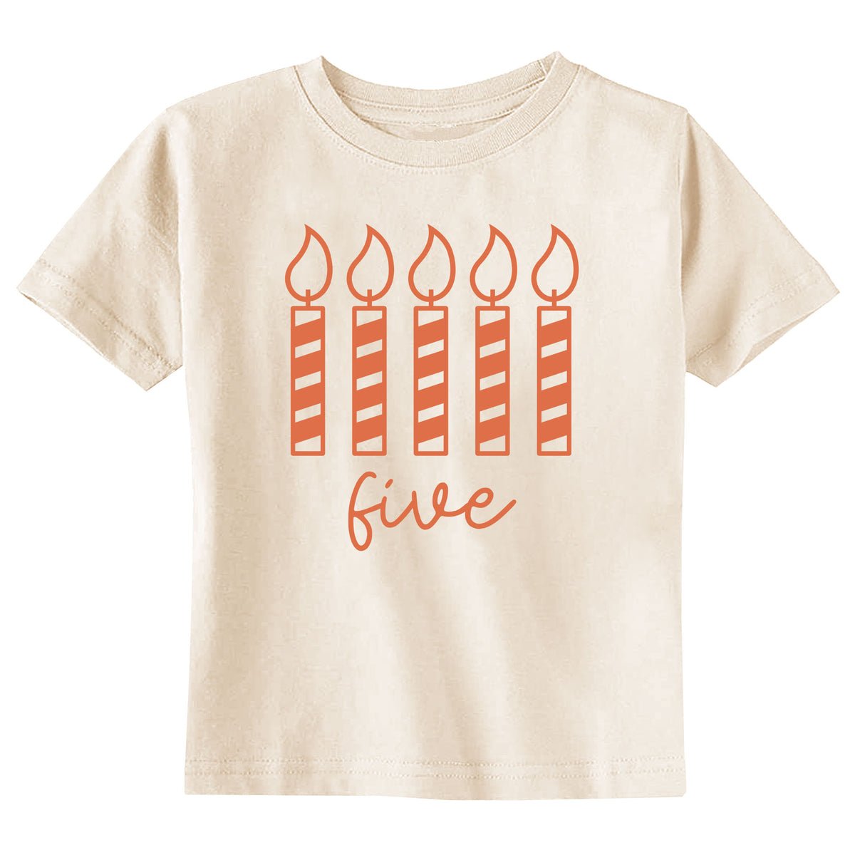 Five Candle Birthday Natural T-Shirt