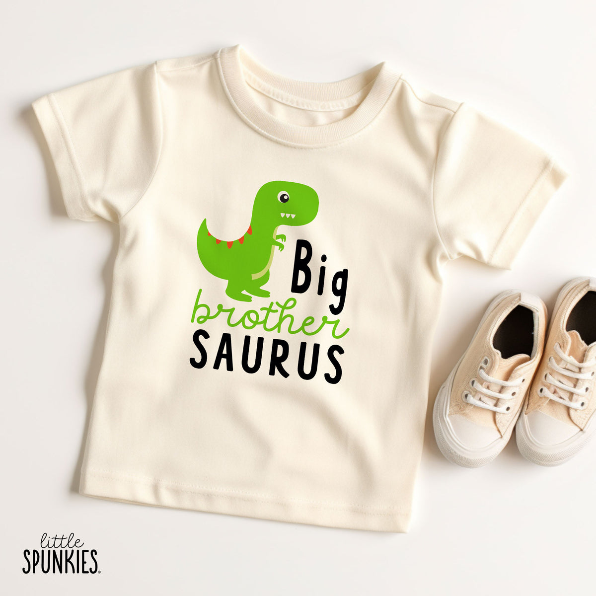 Big Brother Saurus (Green Dino) Natural T-Shirt