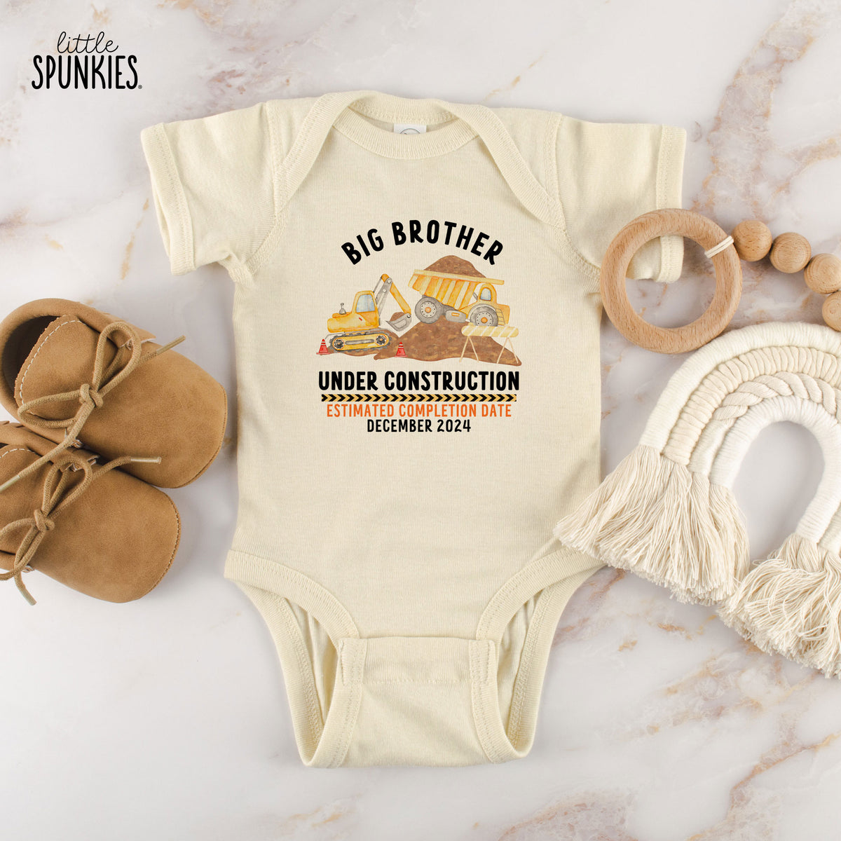 Big Brother Under Construction with Date Natural Onesies® Brand