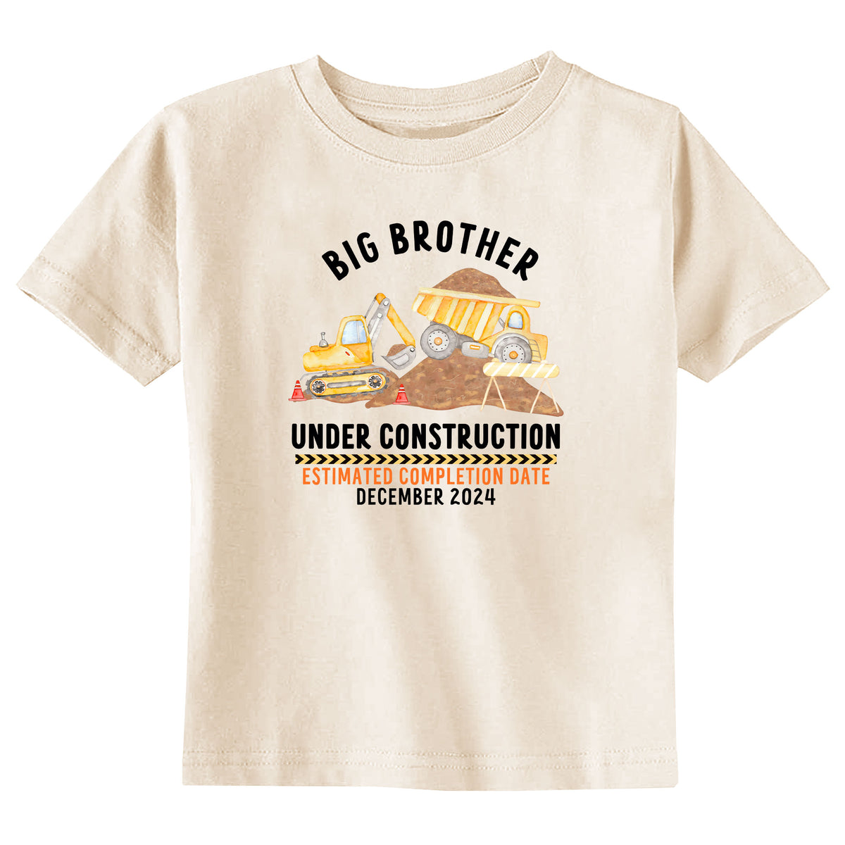 Big Brother Under Construction with Date Natural T-Shirt