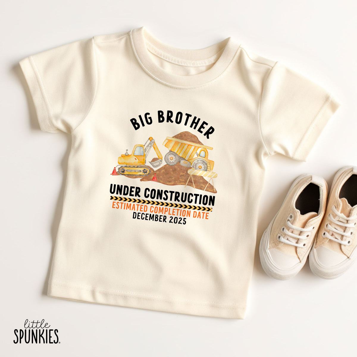 Big Brother Under Construction with Date Natural T-Shirt