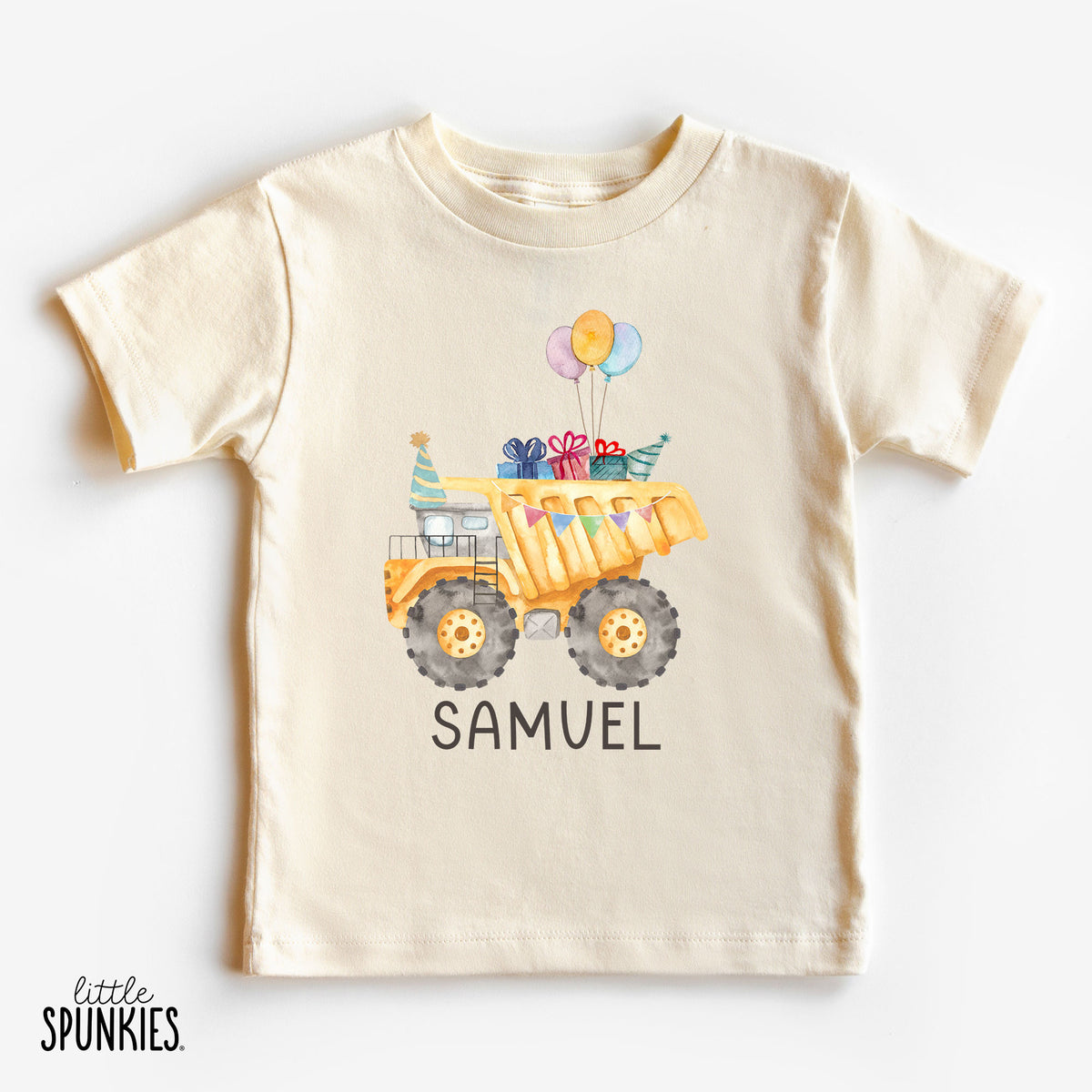 Birthday Dump Truck with Name Natural T-Shirt