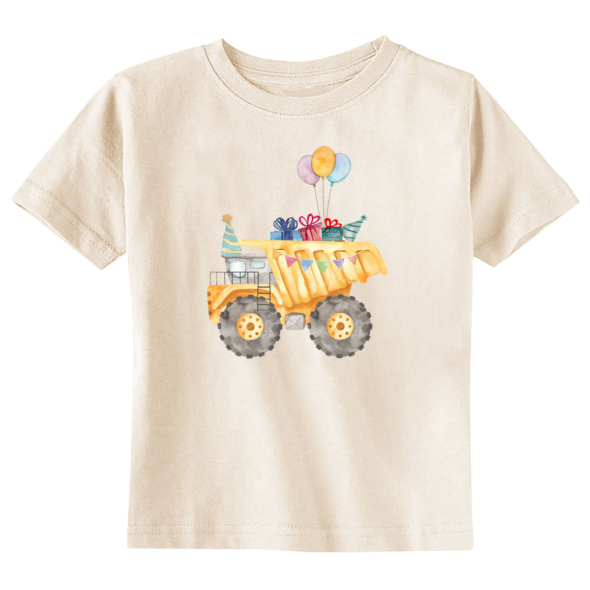 Birthday Dump Truck with Name Natural T-Shirt