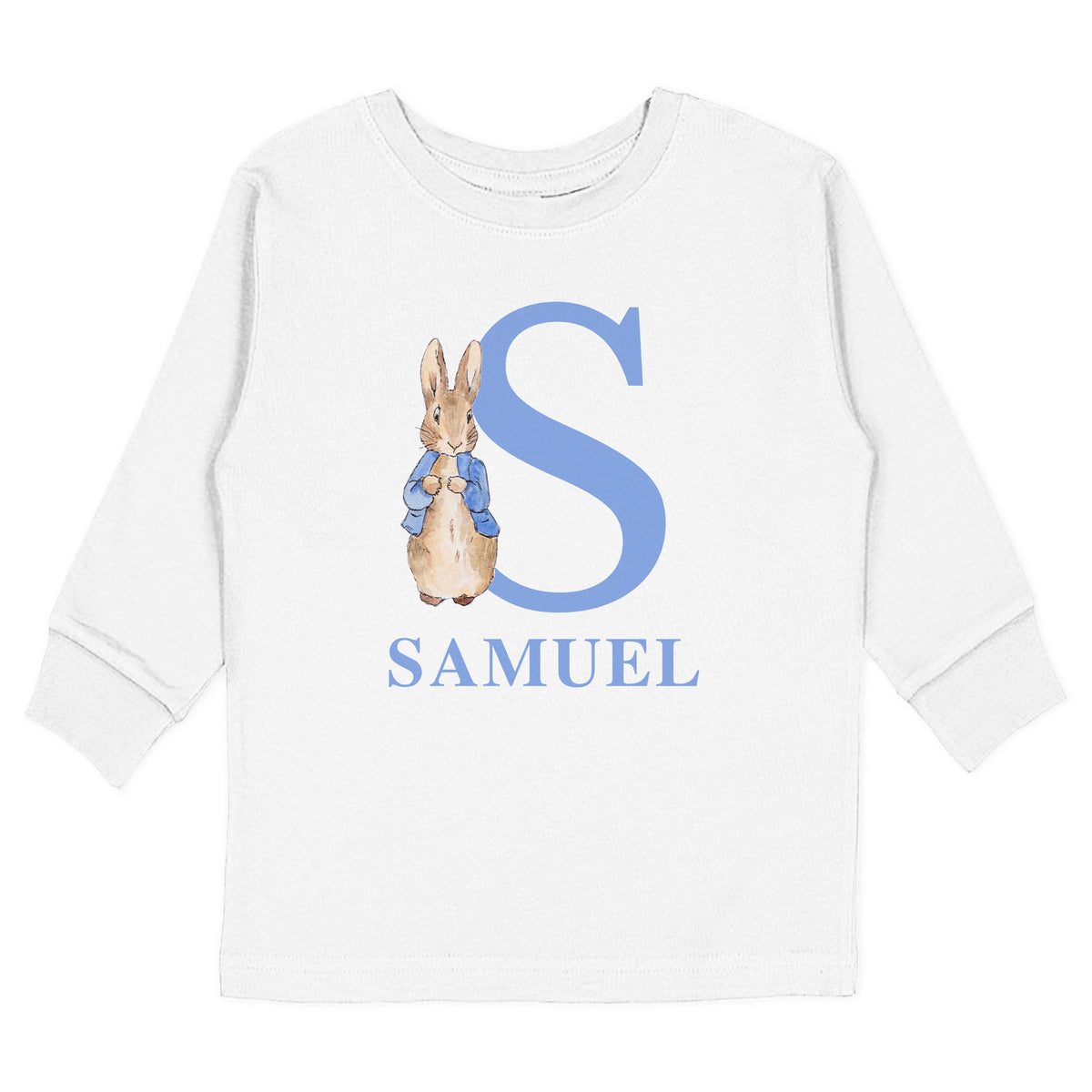 Blue Rabbit Initial with Name T-Shirt