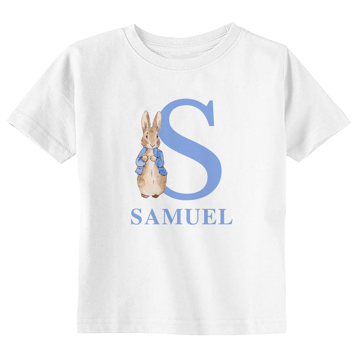 Blue Rabbit Initial with Name T-Shirt