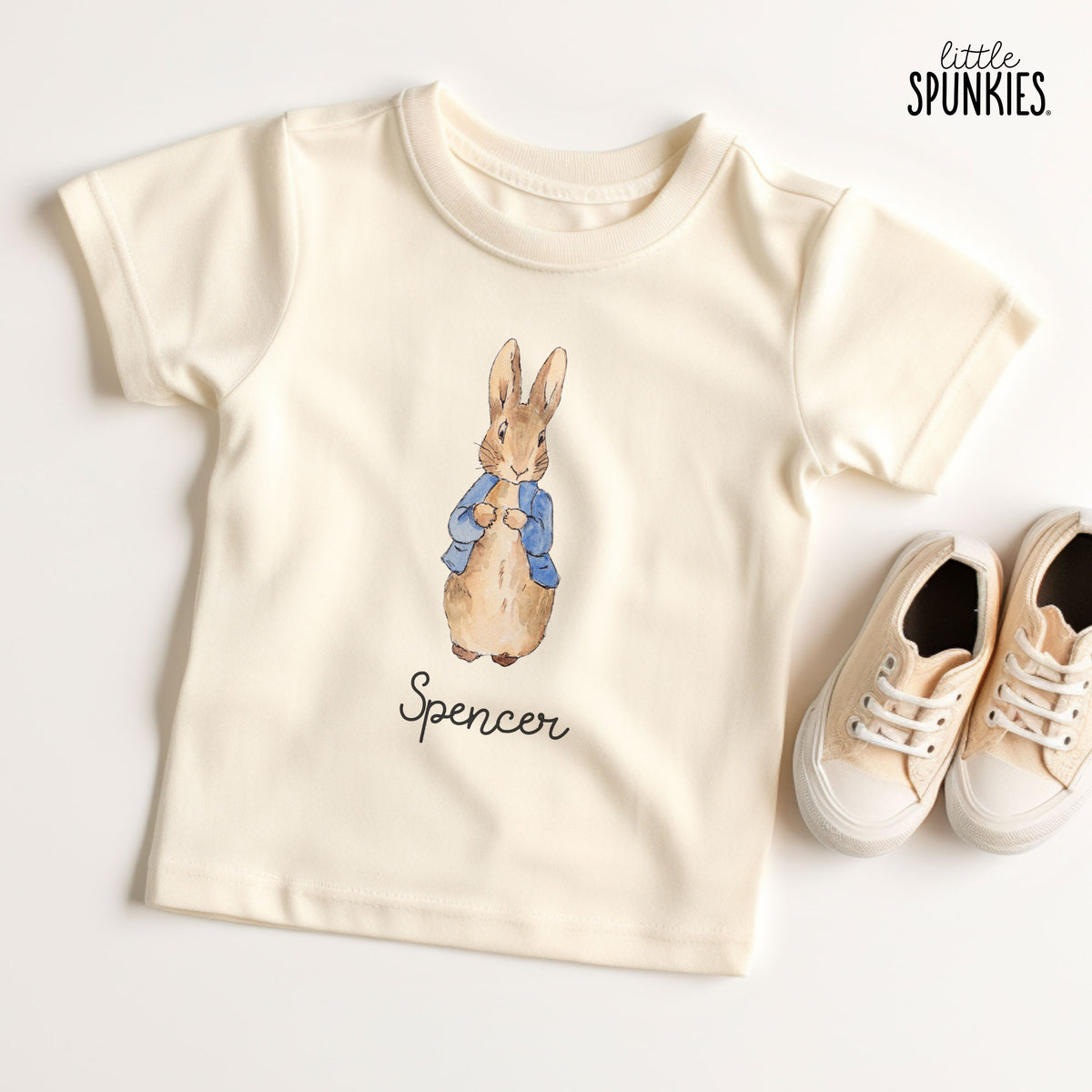 Blue Rabbit with Name Natural T-Shirt