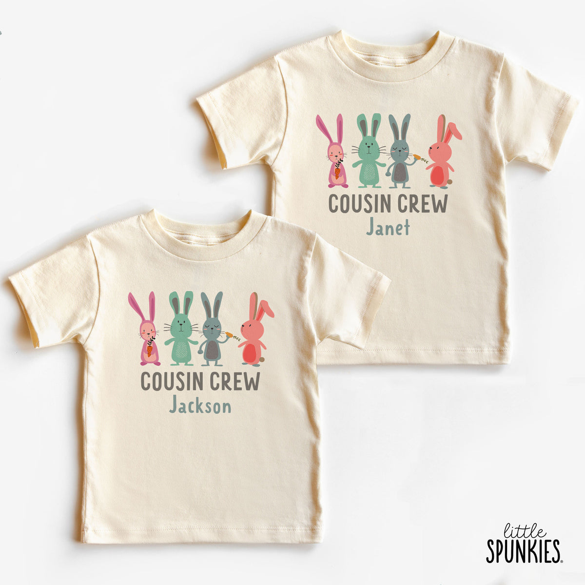 Bunnies Cousin Crew with Name Natural T-Shirt