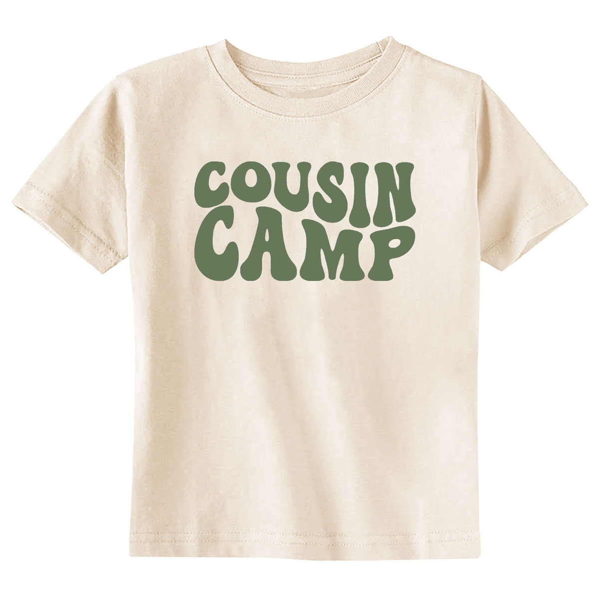 Cousin Camp Groovy Text Natural T-Shirt