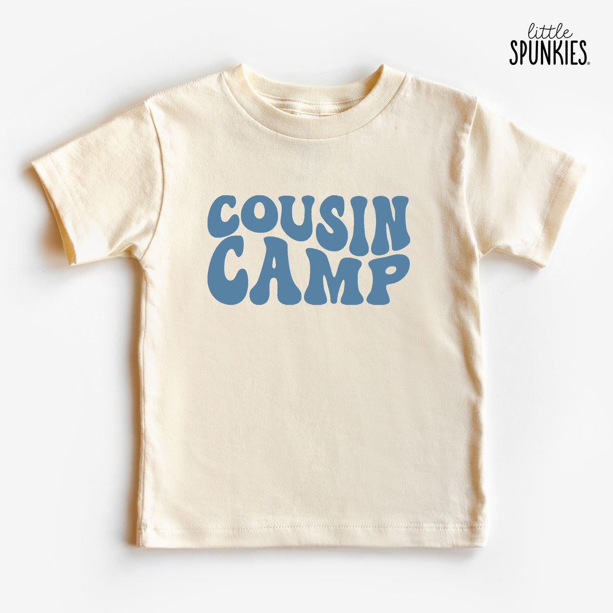 Cousin Camp Groovy Text Natural T-Shirt