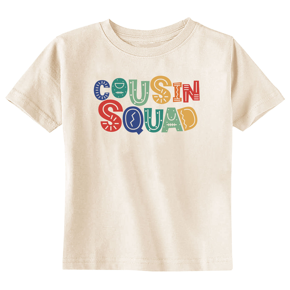 Cousin Squad Candy Font Natural T-Shirt