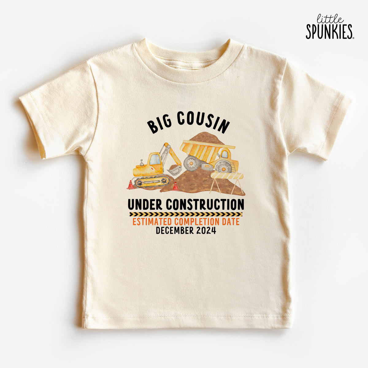 Big Cousin Under Construction with Date Natural T-Shirt