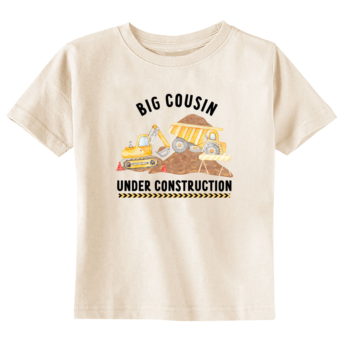 Big Cousin Under Construction with Date Natural T-Shirt