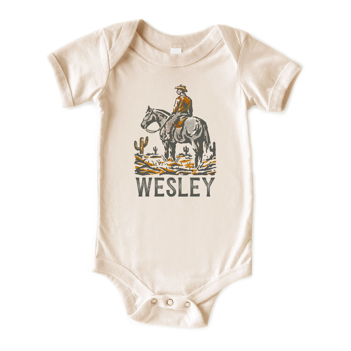 Cowboy with Name Natural Onesies® Brand