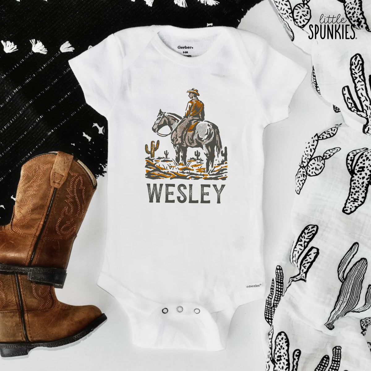 Cowboy with Name Onesies® Brand