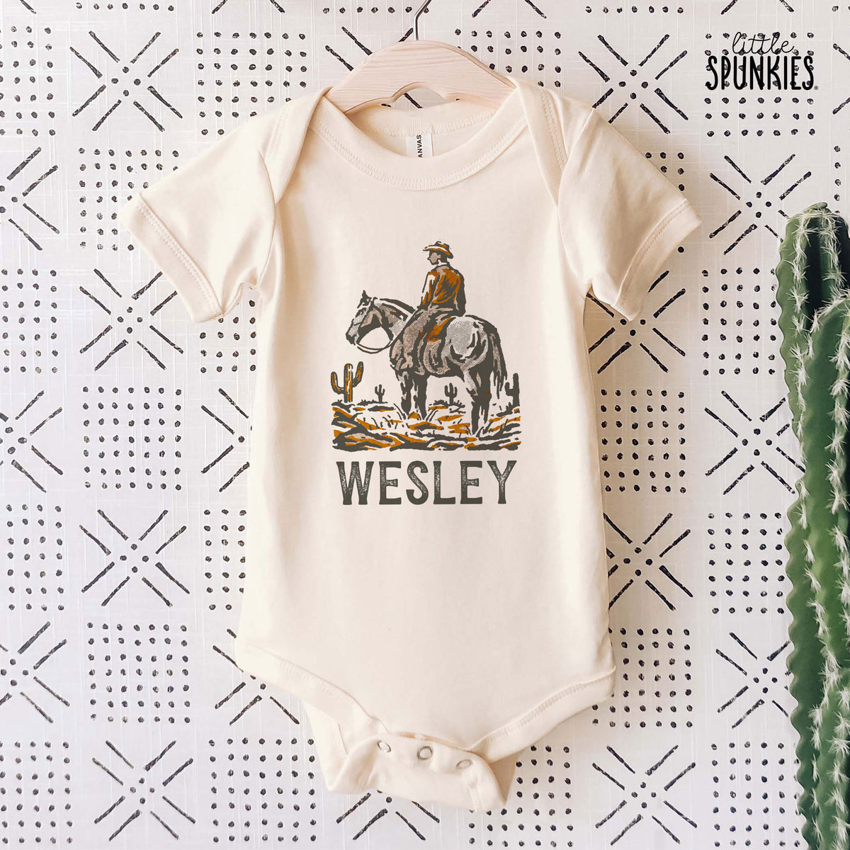 Cowboy with Name Natural Onesies® Brand