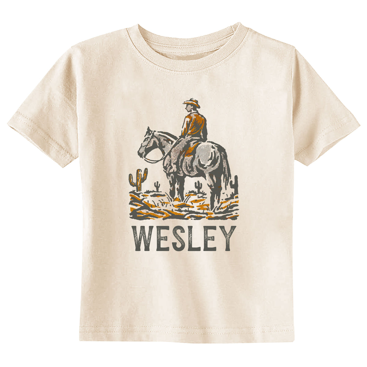 Cowboy with Name Natural T-Shirt