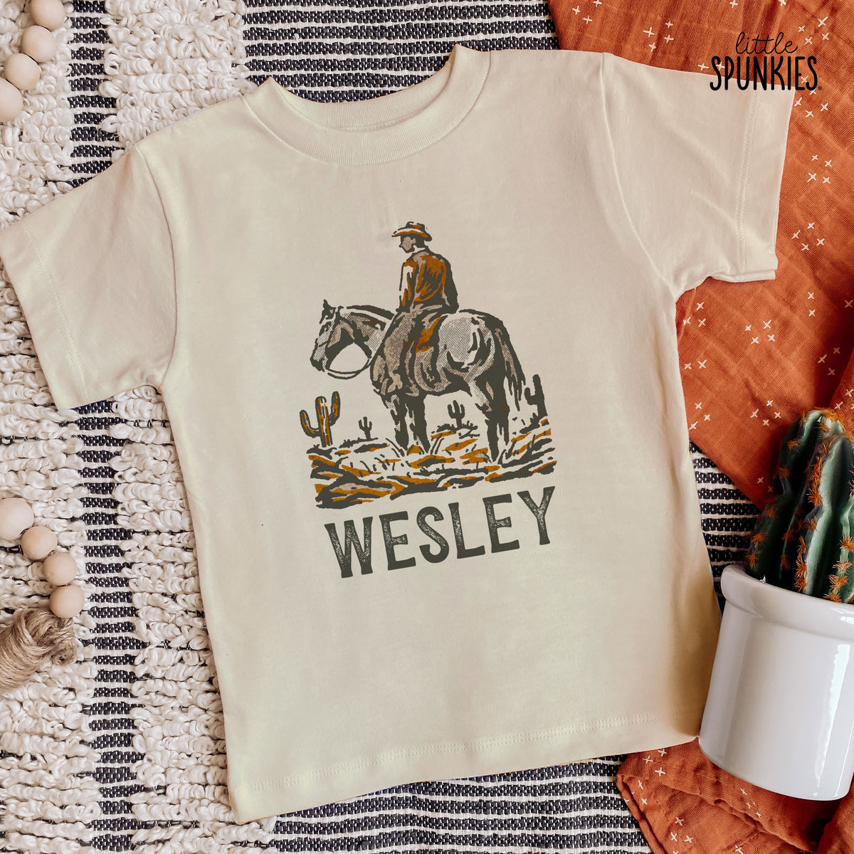 Cowboy with Name Natural T-Shirt