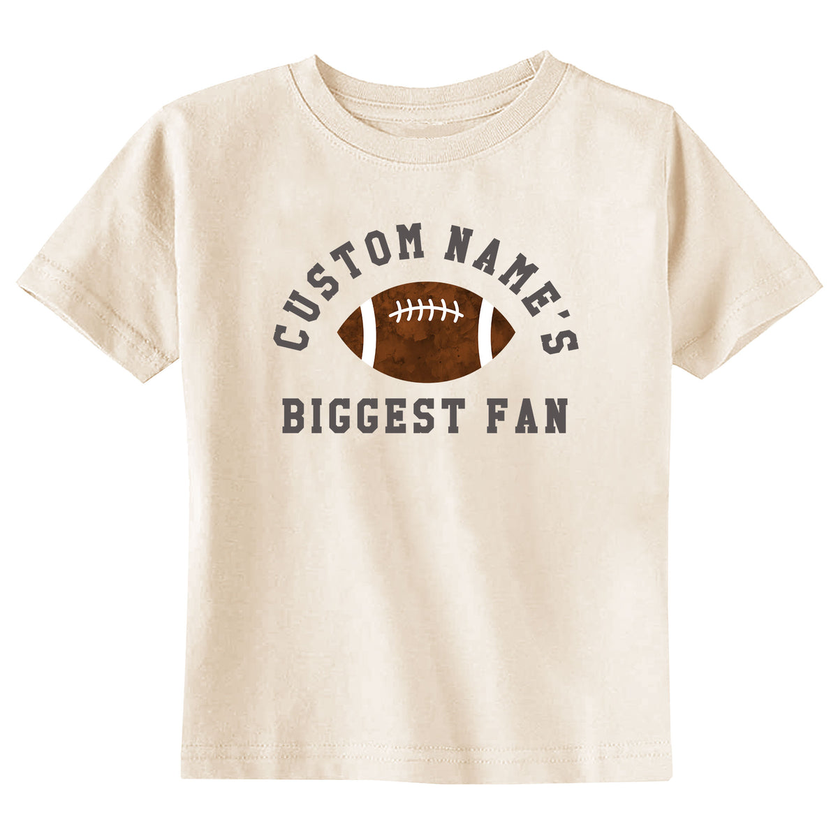 Custom Name's Biggest Fan (Football) Natural T-Shirt