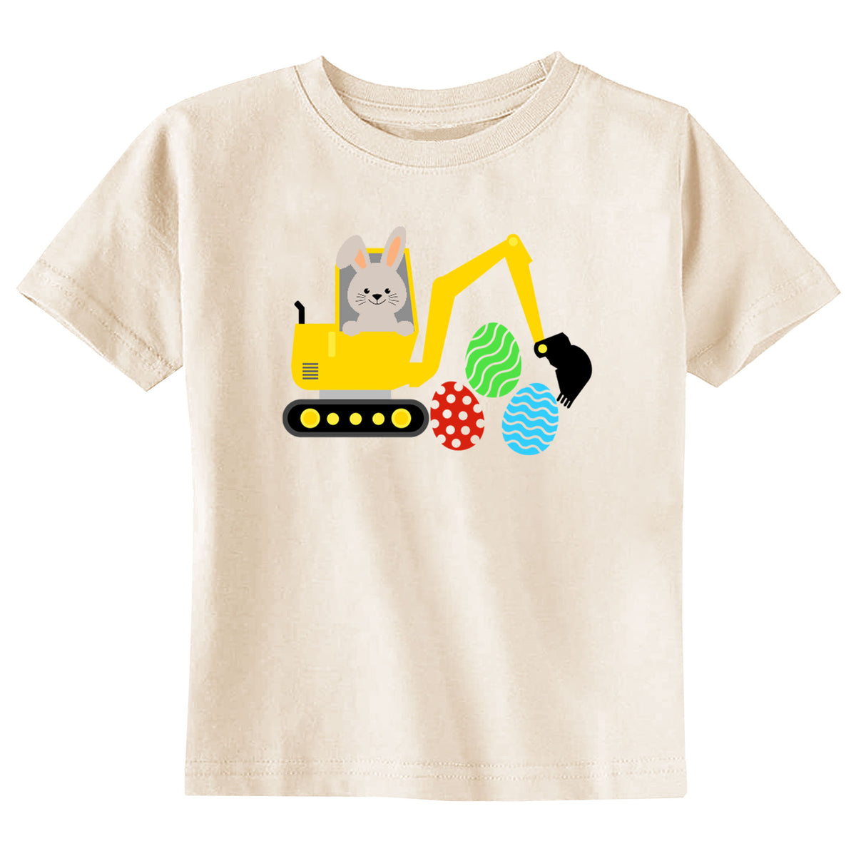 Easter Bunny Excavator with Name Natural T-Shirt