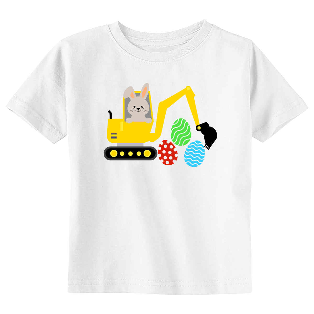 Easter Bunny Excavator with Name T-Shirt