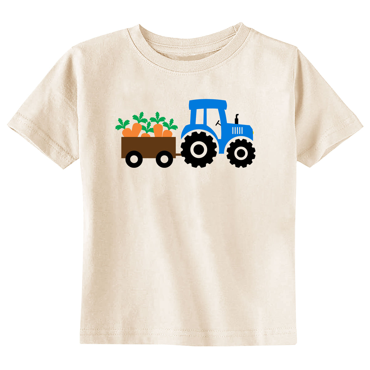 Easter Carrot Tractor with Name Natural T-Shirt