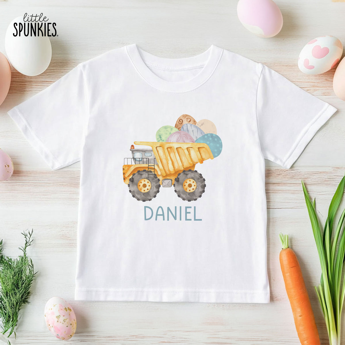 Easter Eggs Dump Truck with Name T-Shirt