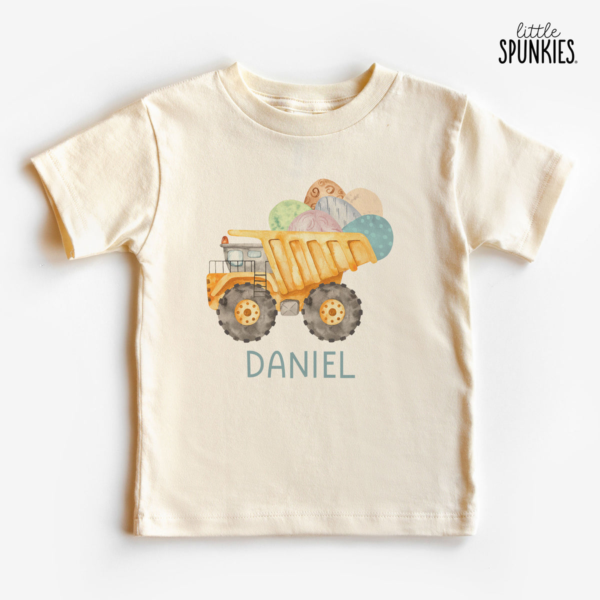 Easter Eggs Dump Truck with Name Natural T-Shirt