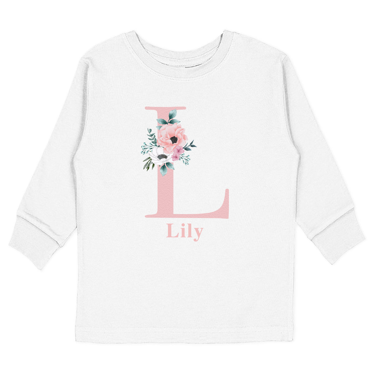 Floral Initial Name T-Shirt