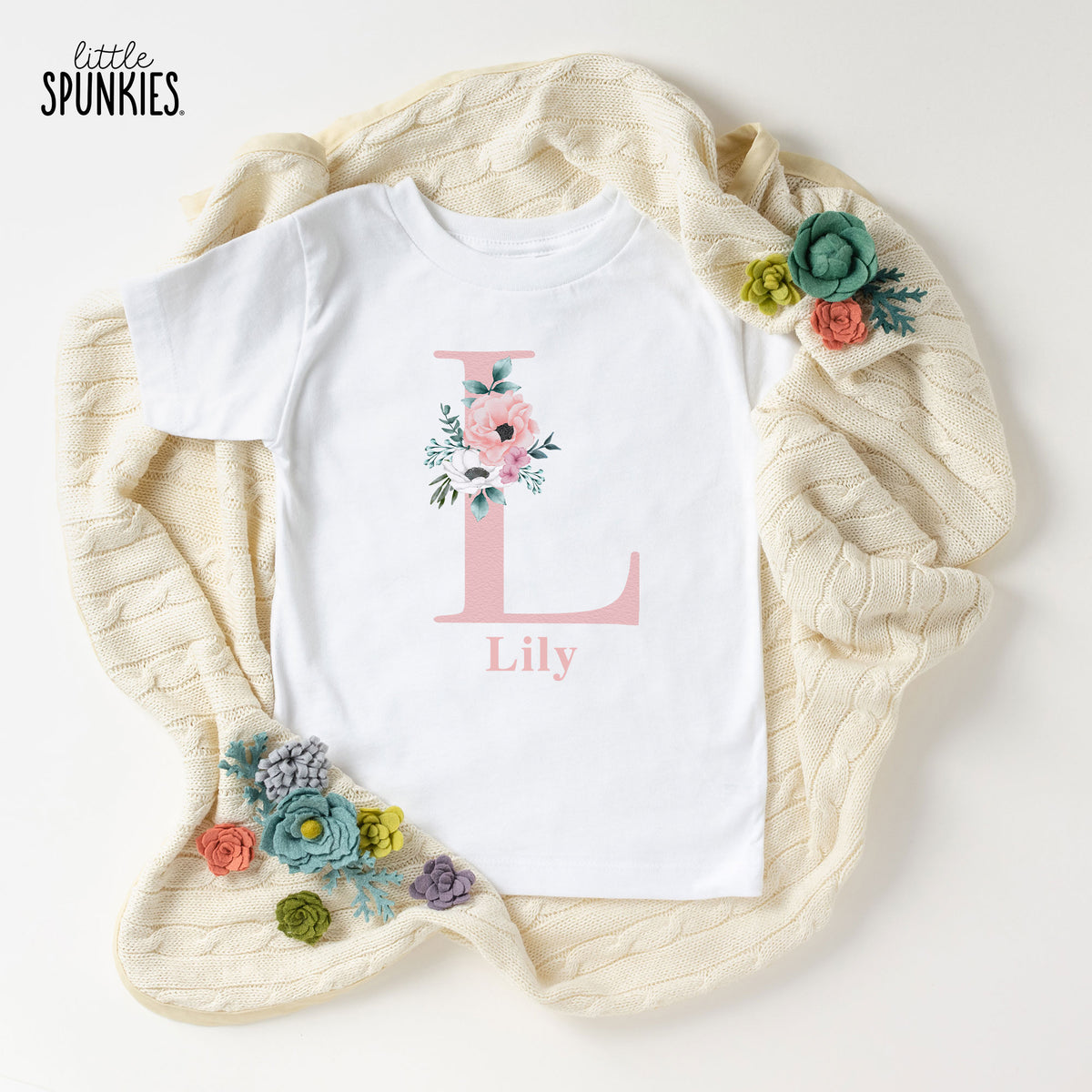 Floral Initial Name T-Shirt