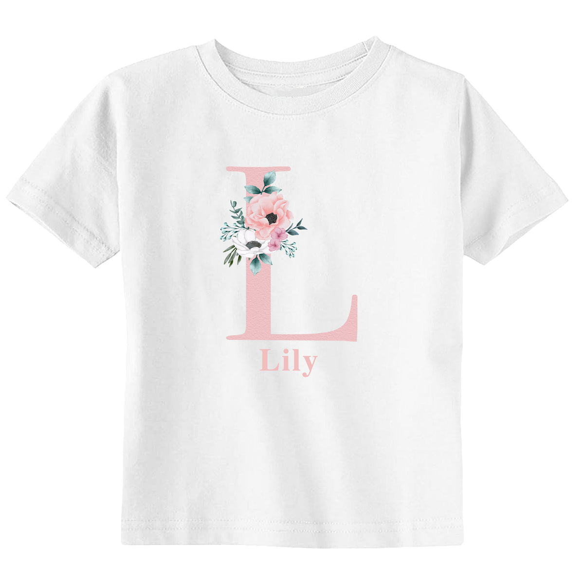 Floral Initial Name T-Shirt