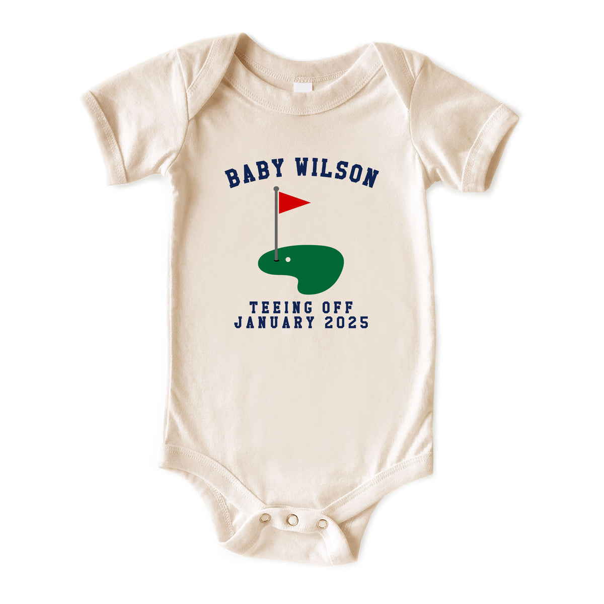 Golf Baby Announcement with Custom Natural Onesies® Brand