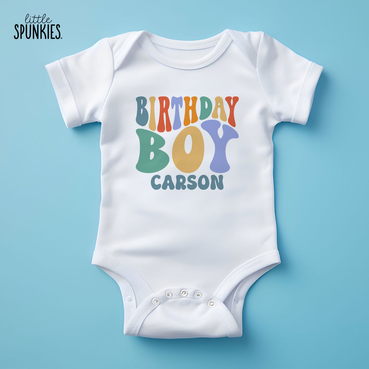 Groovy Birthday Boy with Name Onesies® Brand