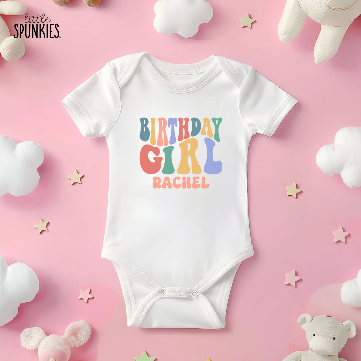 Groovy Birthday Girl with Name Onesies® Brand