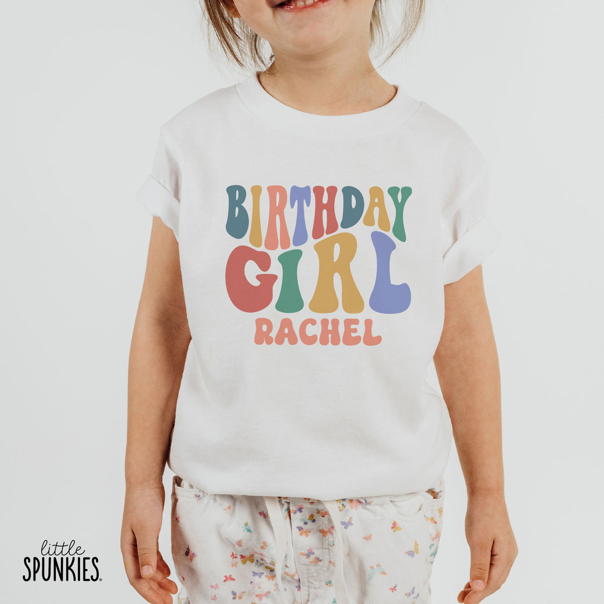 Groovy Birthday Girl with Name T-Shirt