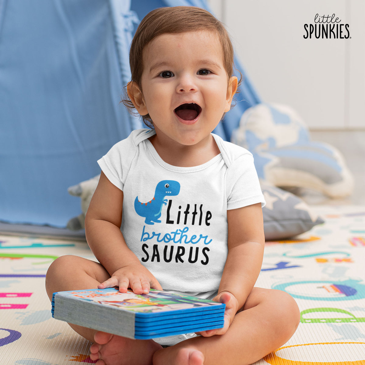 Little Brother Saurus (Blue Dino) Onesies® Brand