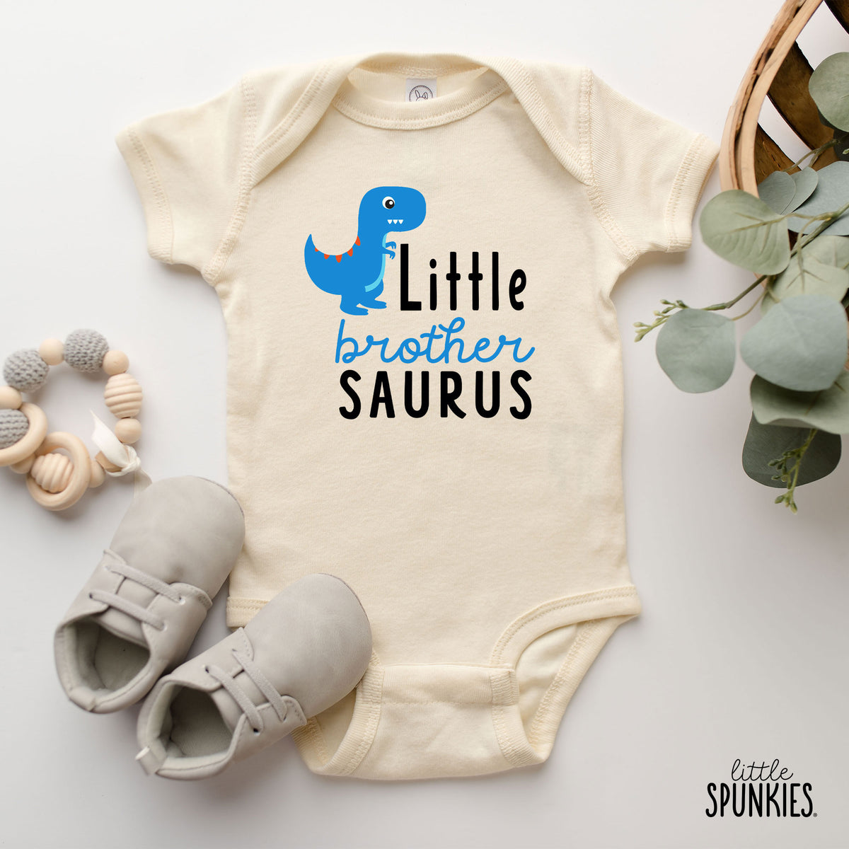 Little Brother Saurus (Blue Dino) Natural Onesies® Brand