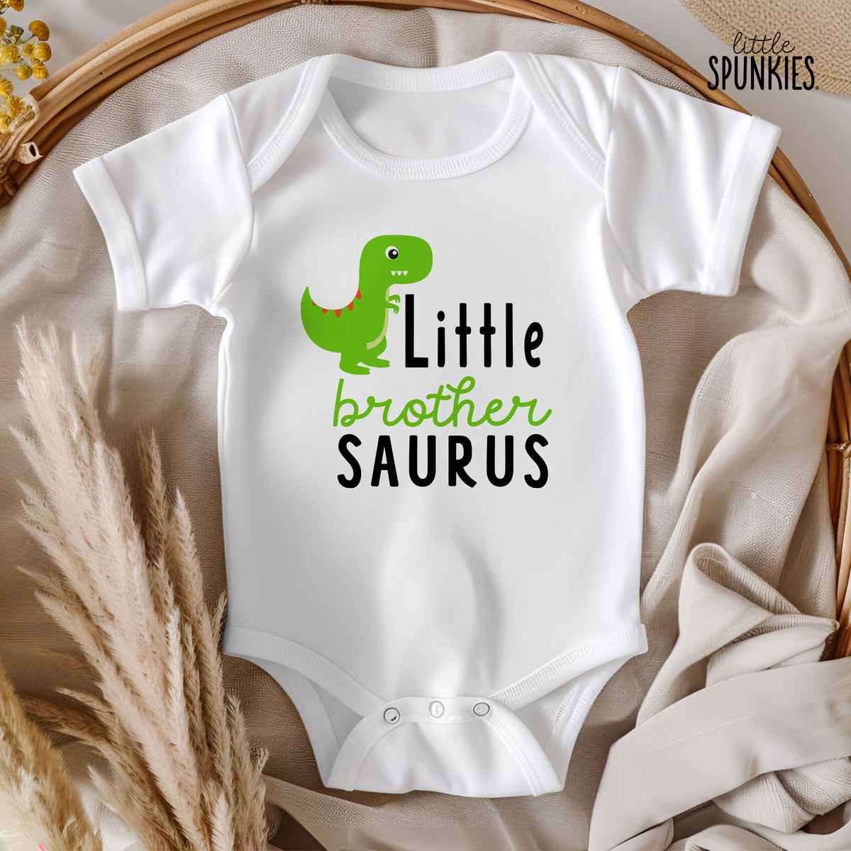 Little Brother Saurus (Green Dino) Onesies® Brand