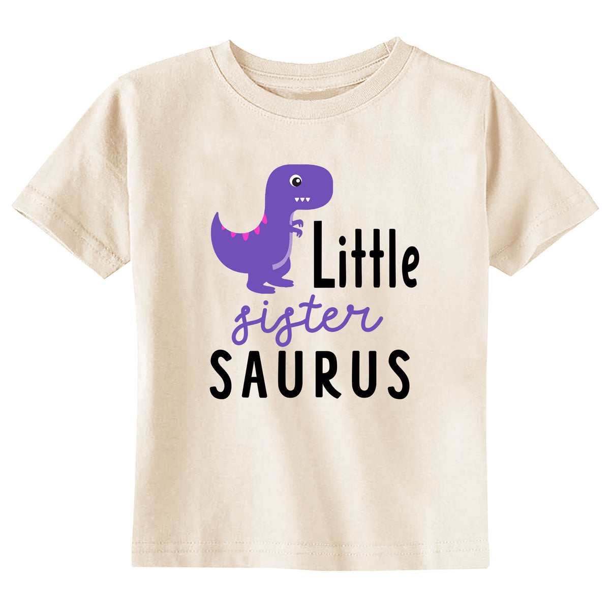 Little Sister Saurus Natural T-Shirt