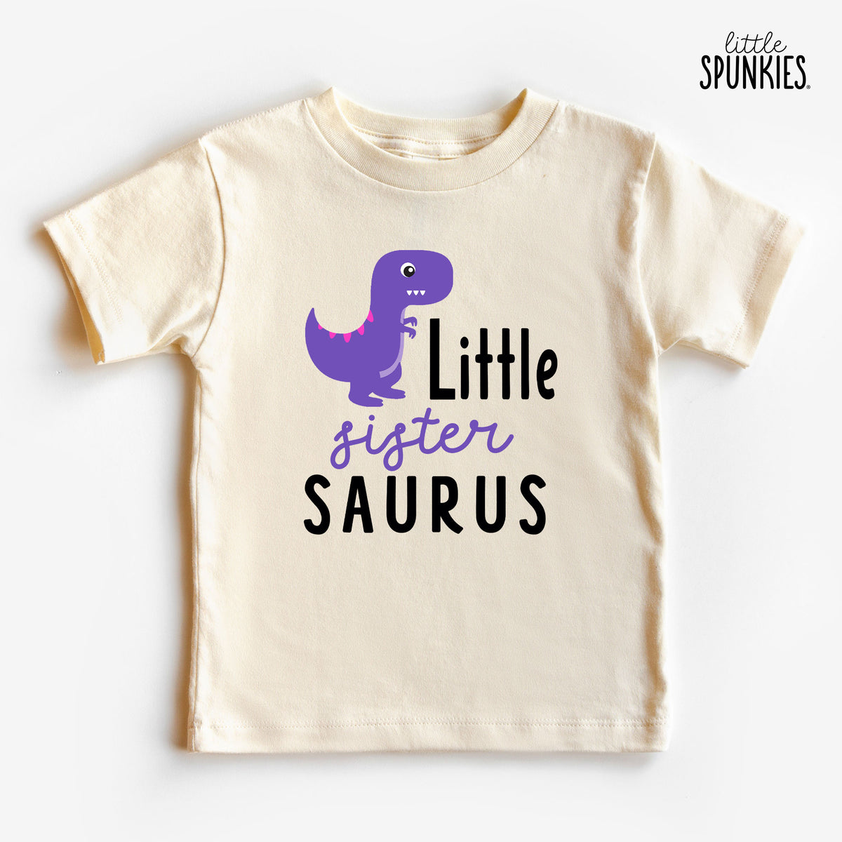 Little Sister Saurus Natural T-Shirt