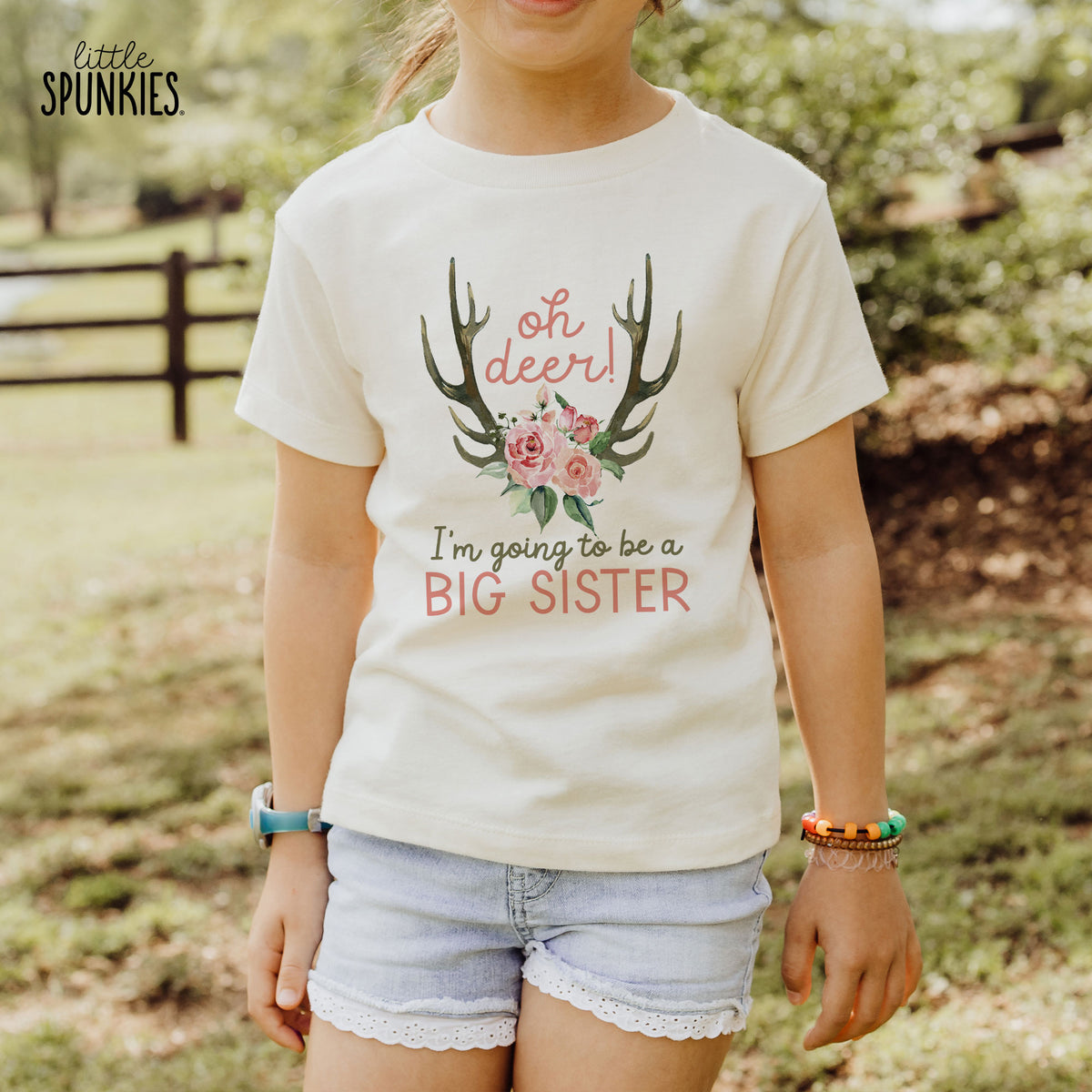 Oh Deer I'm Going to be a Big Sister Natural T-Shirt