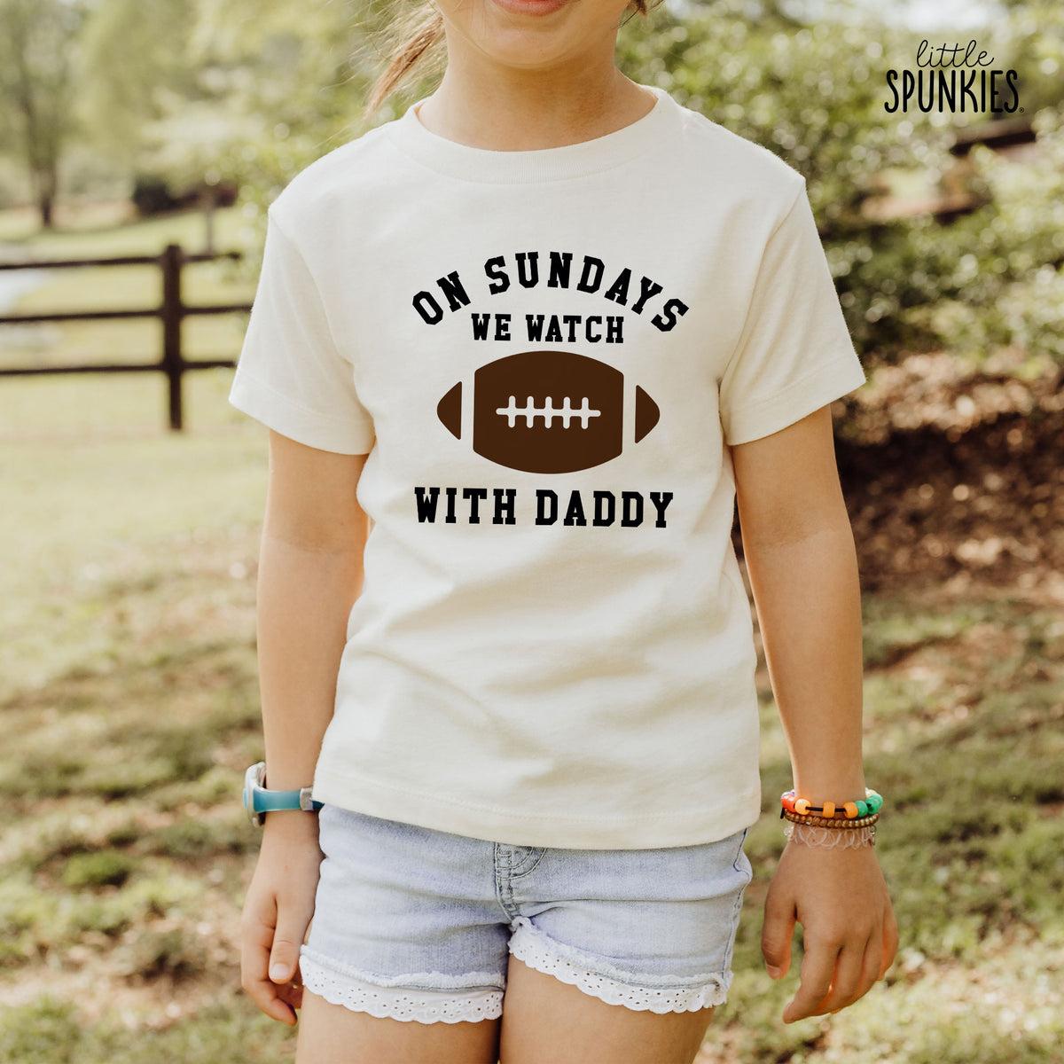 On Sundays We Watch Football with Daddy Natural T-Shirt