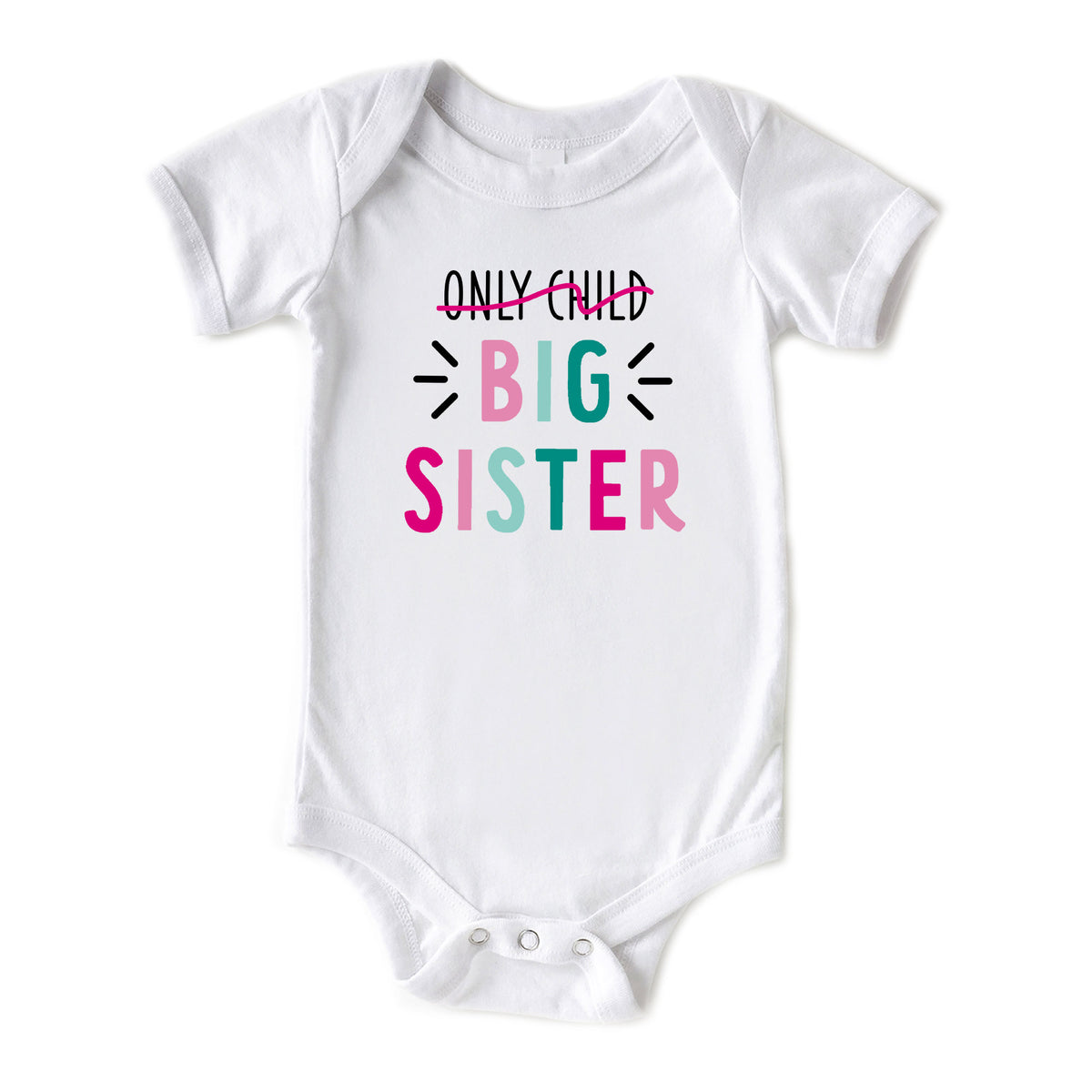 Only Child Big Sister with Date Onesies® Brand