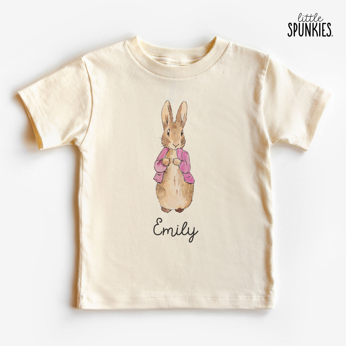 Pink Rabbit with Name Natural T-Shirt