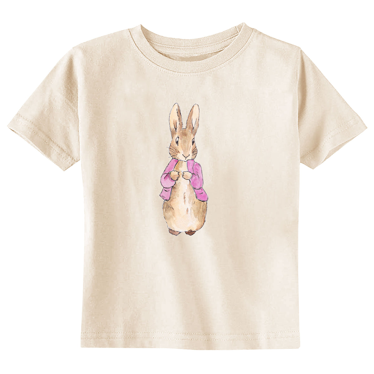 Pink Rabbit with Name Natural T-Shirt