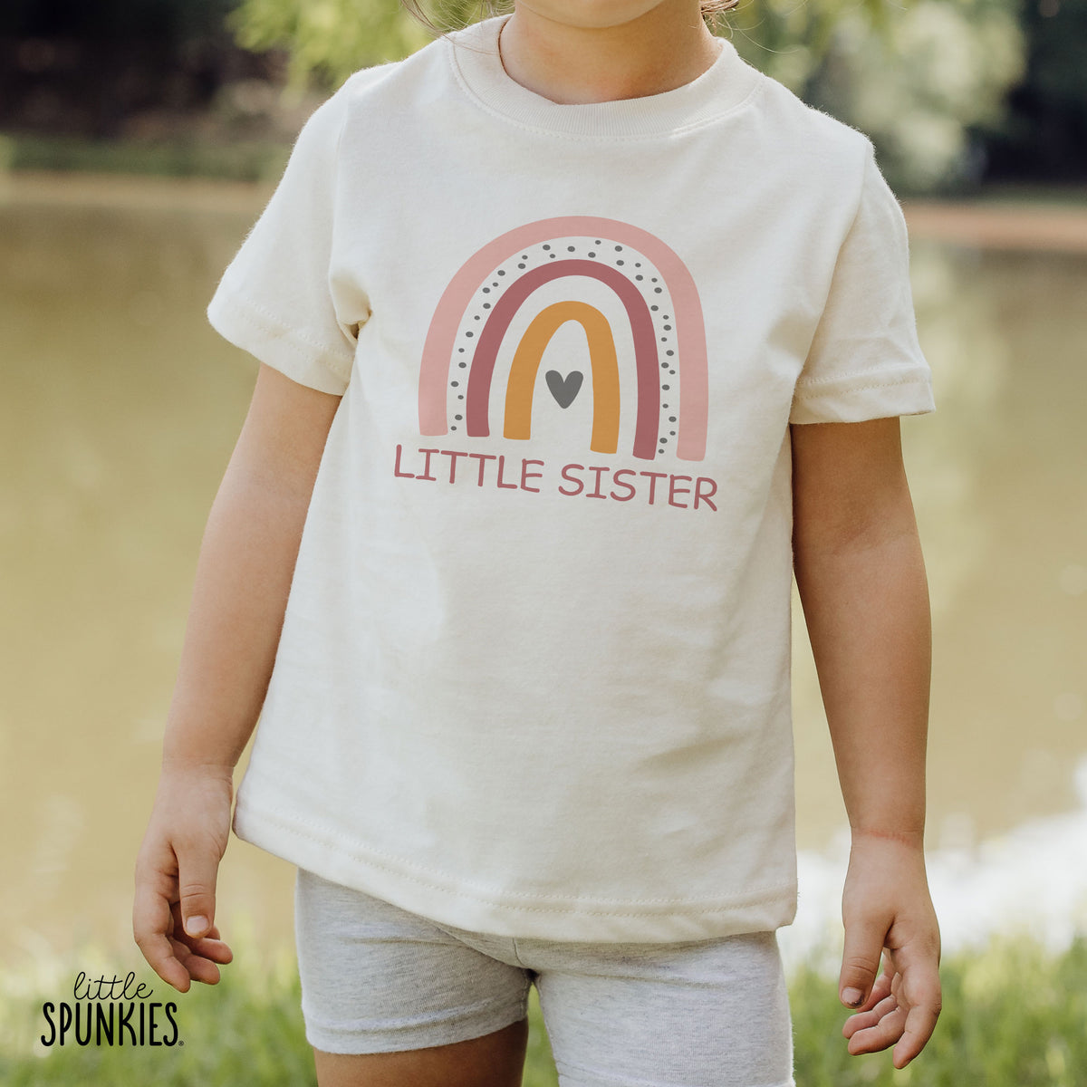 Pink Rainbow Little Sister Natural T-Shirt